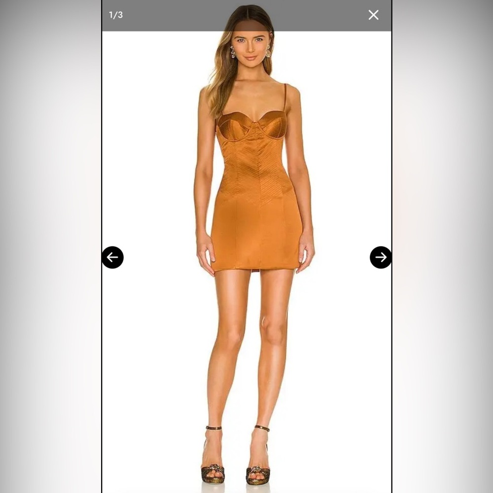 NBD Revolve Collins Mini Dress in Metallic Gold